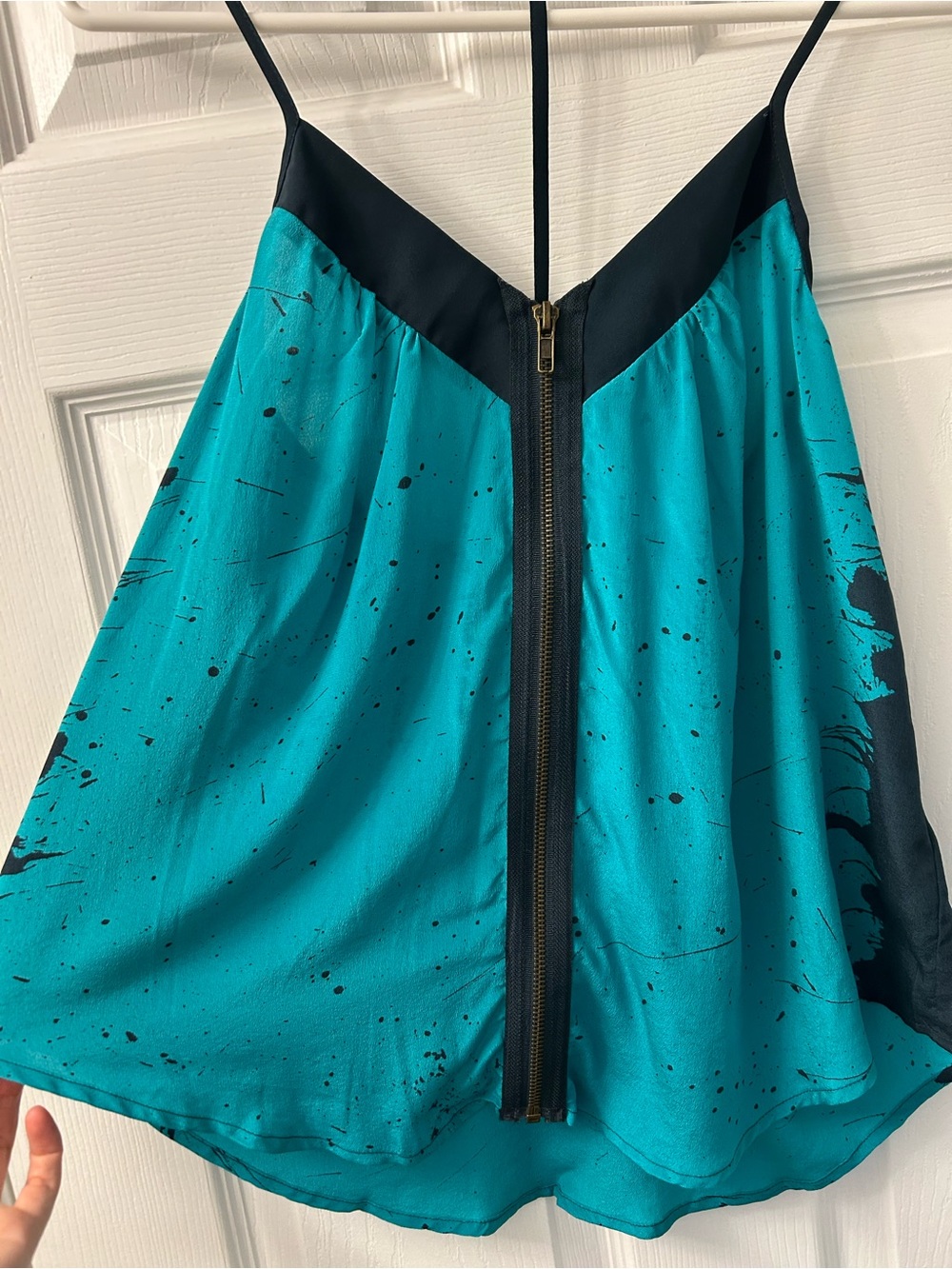 Silence + Noise 100% Silk Racerback Zip Front Tank Top XS